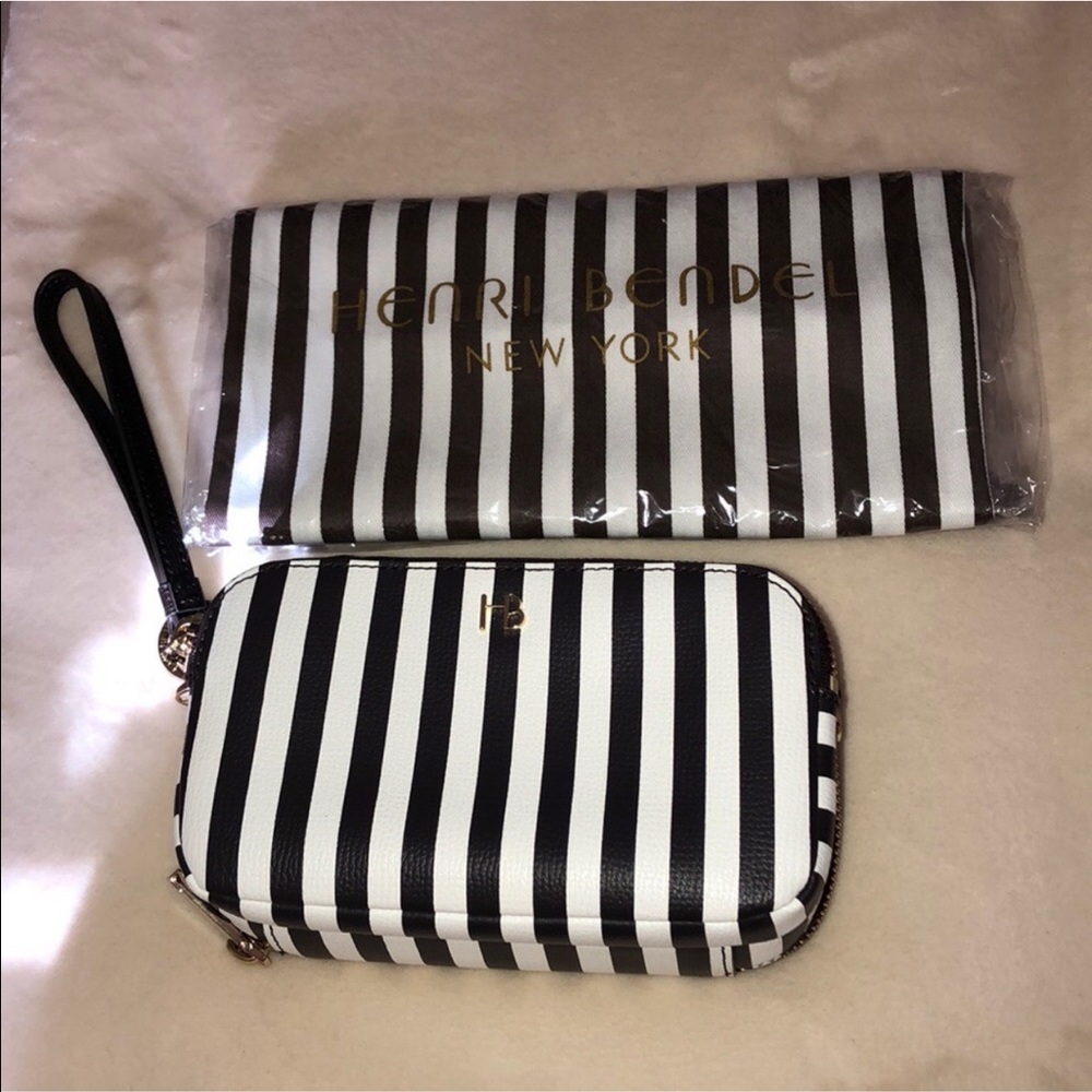 henri bendel signature stripped wristlet